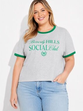 Mighty Fine Beverly Hills Social Club Graphic Tee Gray Women’s 3X Oversized
